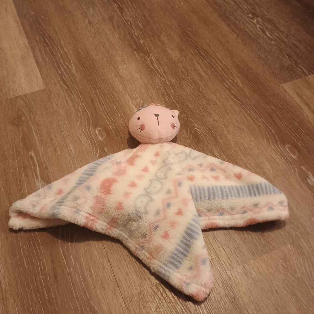 Baby Gear Kitty Cat Plush Shapes Pink White Security Blanket Lovey 16"ร16" - Picture 4 of 10